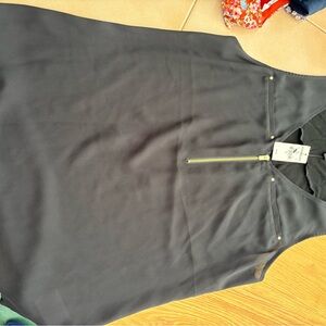 Express Black Sleeveless Top with Gold Zipper